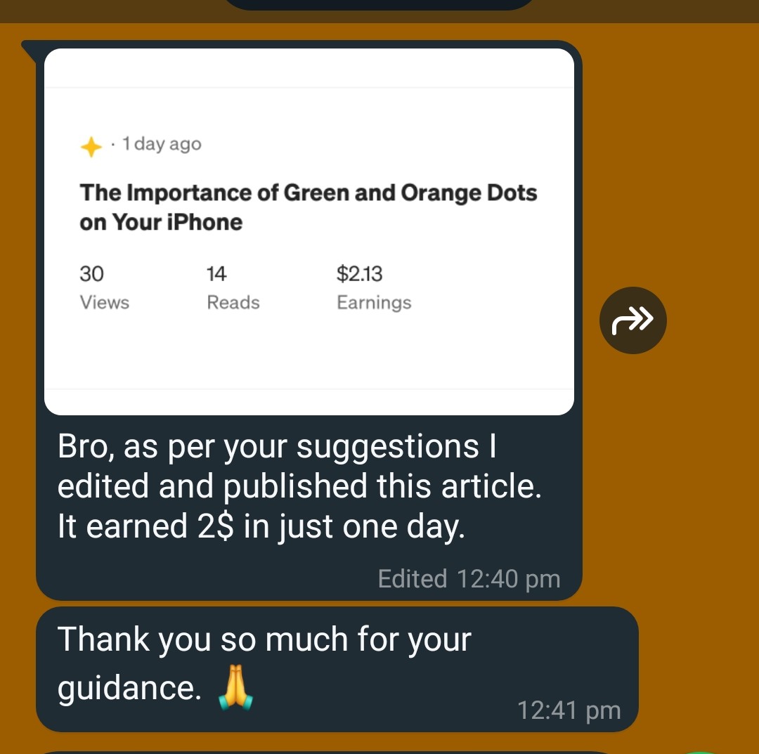 Client testimonial screenshot