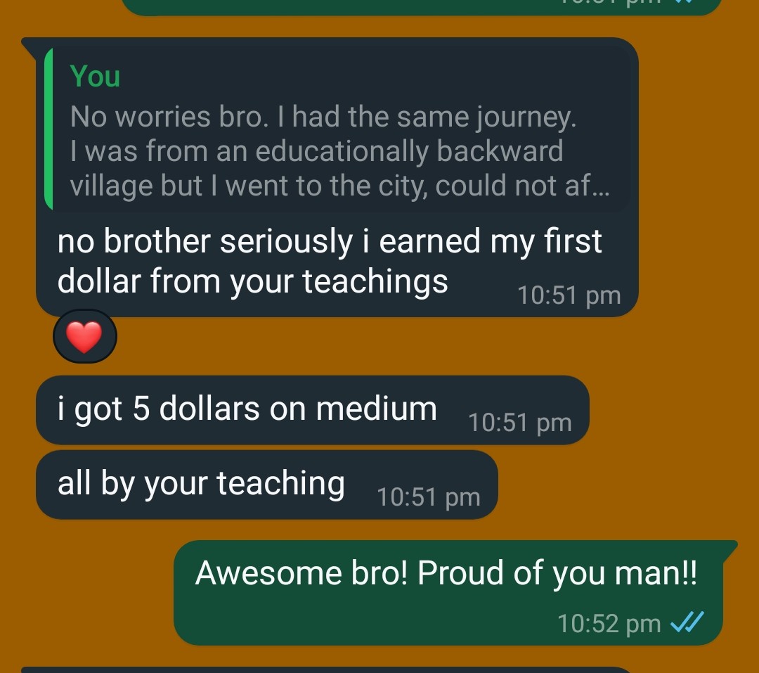 Client testimonial screenshot